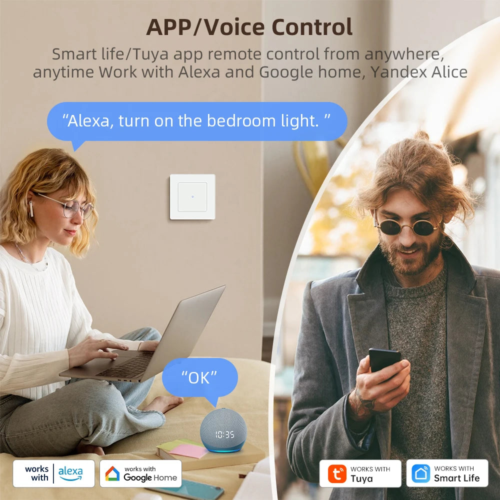 AVATTO Tuya WiFi Smart Licht Schalter Motorisierte Jalousien Shutter Vorhang Schalter Touch Glas Schalter Funktioniert Mit Alexa Google Hause.