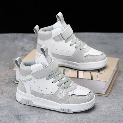 Luxury Design Girls Shoes Autumn Children Sneaker Autumn PU Leather High Top Shoes for Kids Sports Tennis Fashion Girl Sneaker.