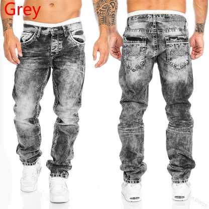 2024 NEW Mens Jeans Brands Straight Stretch Slim Jean Homme Pantalones Hombre Casual Pants Denim Trousers Baggy Jeans Black Blue.