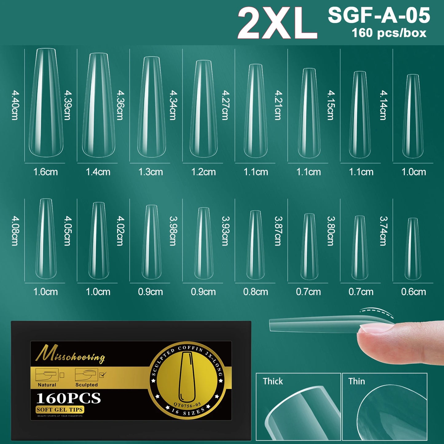 16 Sizes Curved Arch Soft Gel False Nail Tips Full Cover Press on Almond Capsules French Coffin Artificial Fake Nails Extension