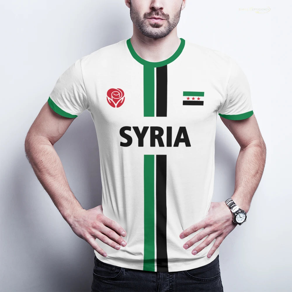 New Syria Football Jersey Men's Sports T-shirts Syrian Flag Street Oversized Tops Unisex Casual Graphic T-shirts Mens Gifts.