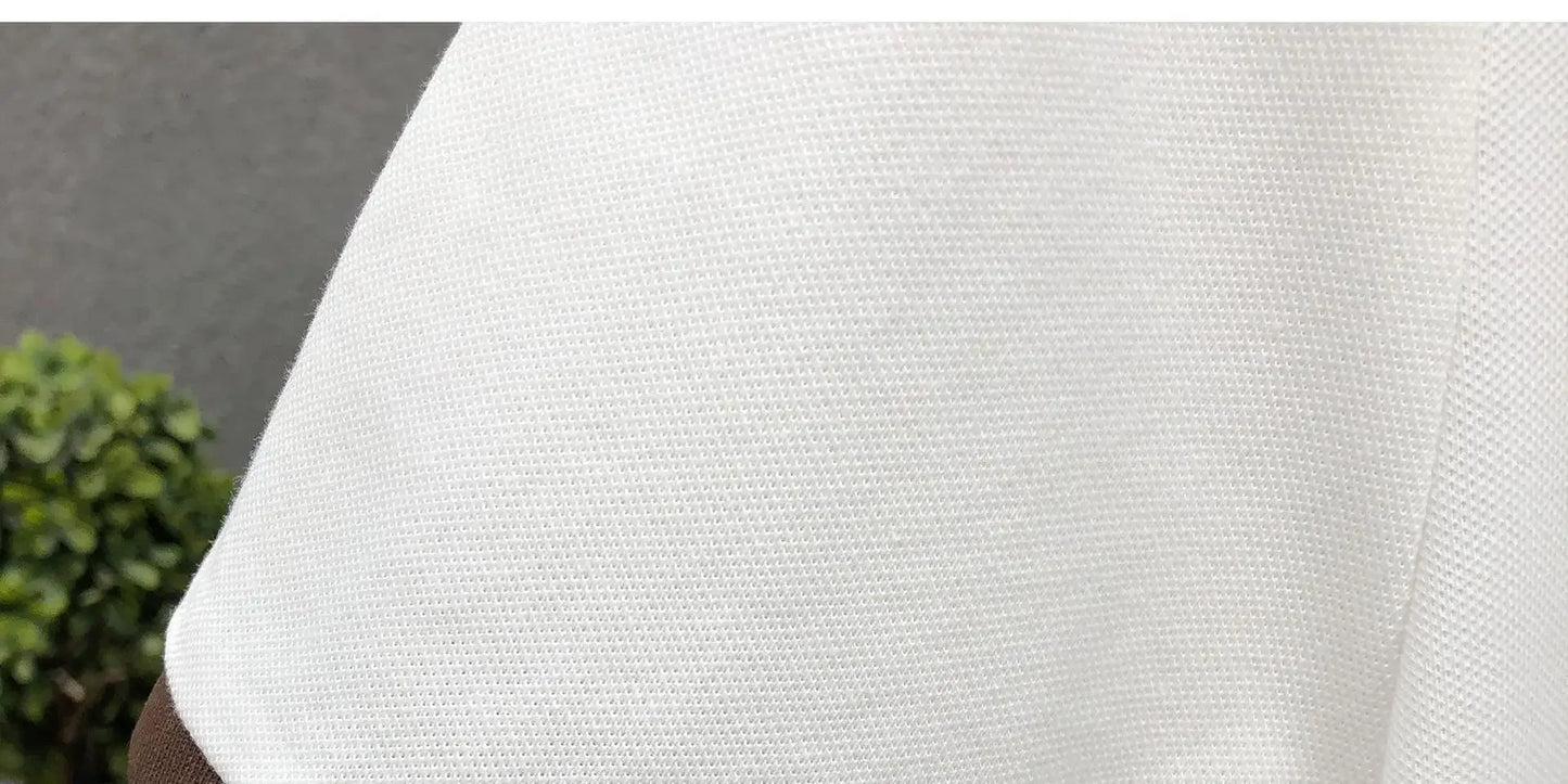 Men's Casual Polo Shirt Collared Short Sleeve Pique Cotton Breathable V-Neck Color Block Half Sleeve Summer Loose Top