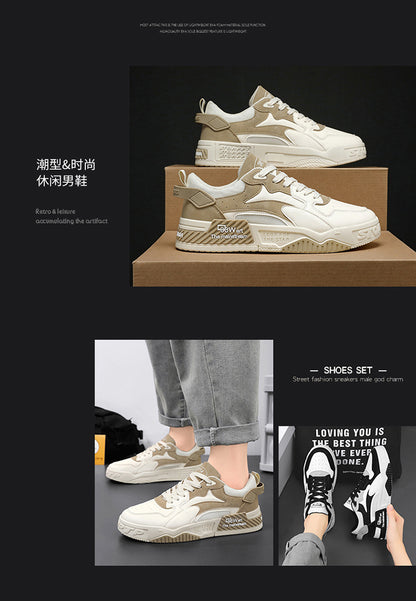 New Autumn Men's Sneakers Men's Comfortable Platform Shoes 2023 Trend Lace-up Vulcanized Shoes White Casual Sneakers Zapatillas.