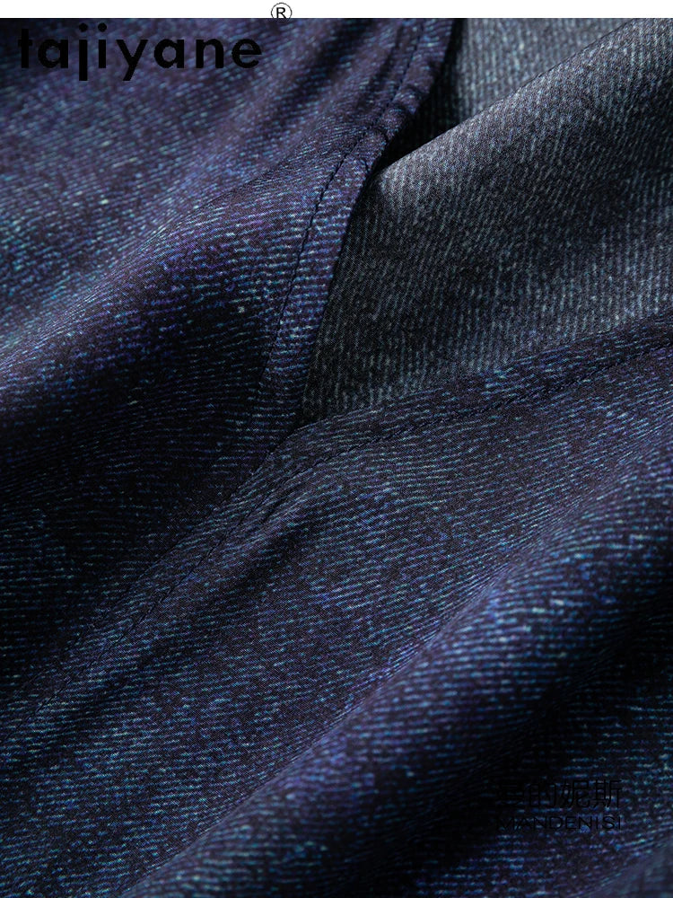 TAJIYANE 100% Maulbeerseide Kleid Frau Sommer 2025 Elegante Lange Kleider Denim Gedruckt Party Kleider Damen Kleidung Vestidos.