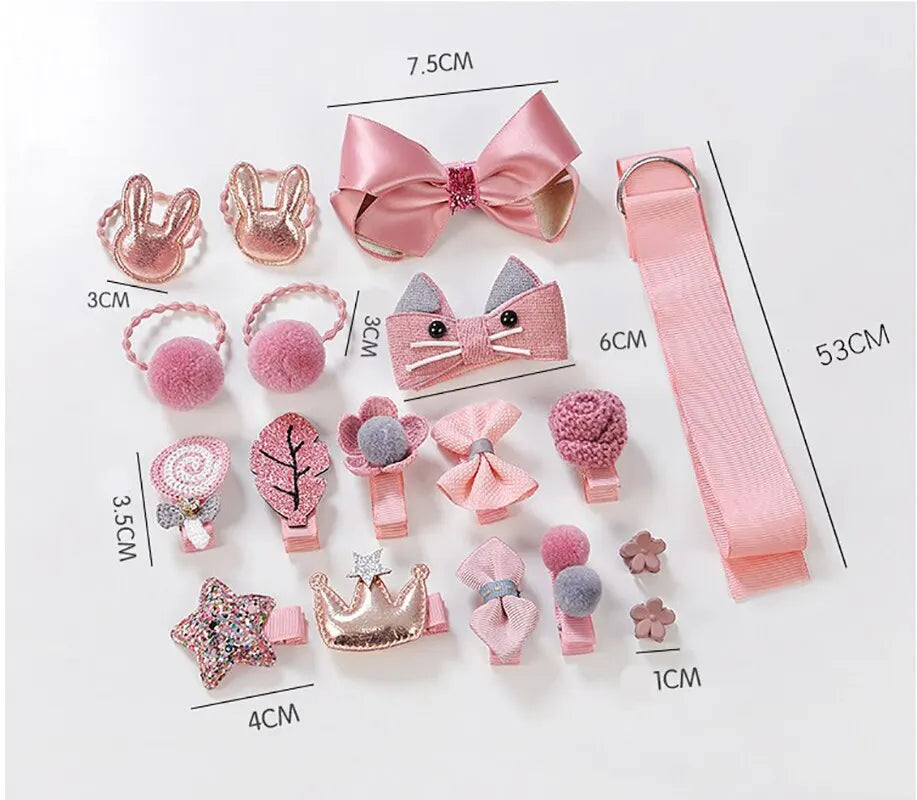 18 Pieces Baby Hair Accessories Princess Headdress Girls Headband Children Barrettes Headband Gift Set Box.