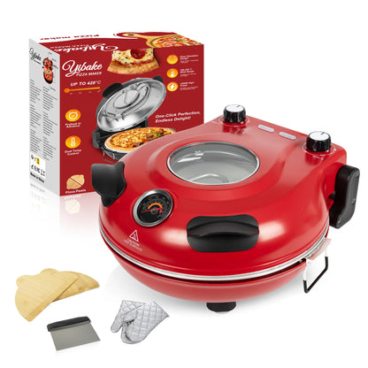 12-Zoll-Elektro-Pizzaofen für den Innenbereich, Arbeitsplattenhersteller mit Keramiksteinen, erhitzt bis zu 420 ℃   für köstliche, gebackene Pizzeria-Steine