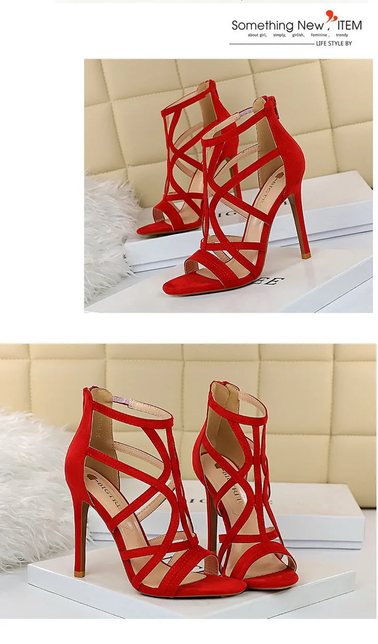 BIGTREE Shoes Roman Style High Heels Woman Pumps Stiletto Heels 11 Cm Women Heels Sexy Party Shoes Hollow Out Women Sandals 2025.