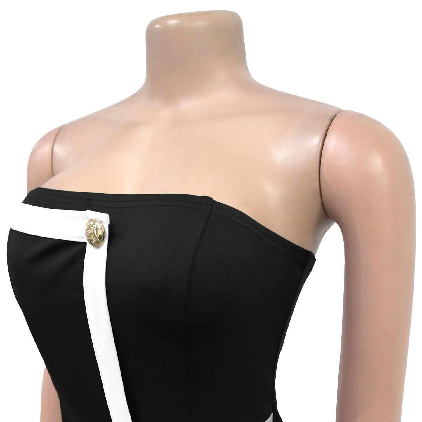 Elegant Sleeveless Wrap Chest Women's Button Strapless Irregular Jumpsuits 2025 One PieceWide Leg Outfits Night Club Streetwear