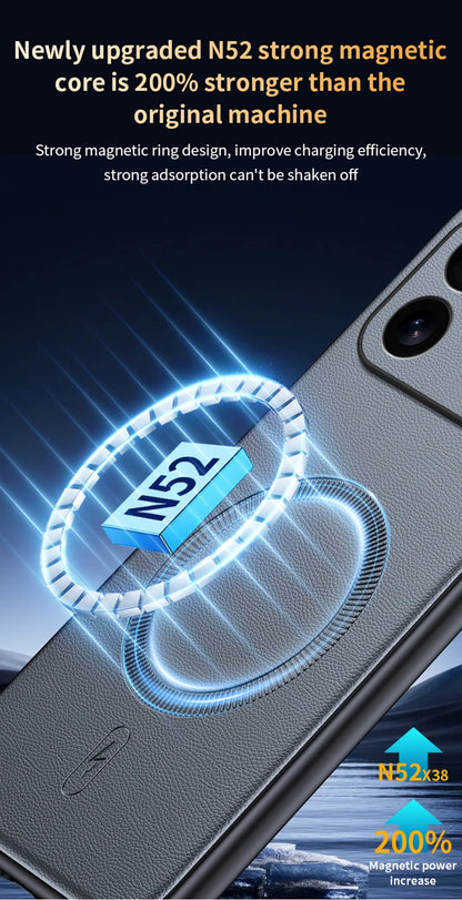 For Iphone 17 Pro Case Magnetic Leather Shield Cover For Iphone 17 Pro Anti-Fingerprint Non-Slip PC+TPU.