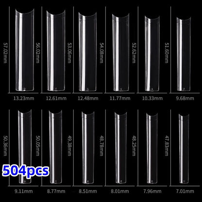 600Pcs Extra Long Hawk Curved Nail Tips Half Cover Eagle Claw Curve False Nails Extension 10 Sizes Bag Packaging for Art Salon *