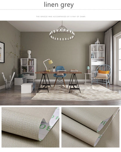 Selbstklebende Tapete, wasserdicht, einfarbig, Leinenmuster, Wohnzimmer, Schlafzimmer, Zimmer, Schrank, Dekoration, Aufkleber