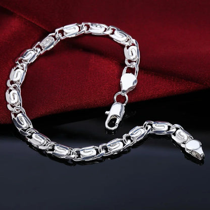 Fine 925 Sterling Silver Noble Nice Chain Solid Bracelet for Women Men Charms Party Gift Wedding Fashion Jewelry Hot Model.