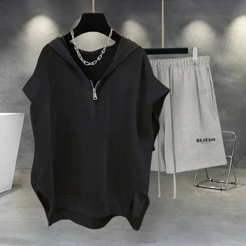 Korean Large Size Casual Sports Shorts Single Piece/suit Men Trend All-match Fashion Straight Leg Loose Half Pants Streetwear.