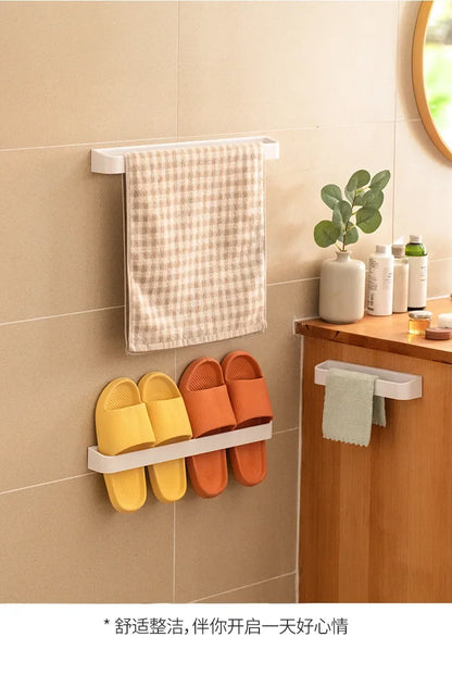 Wandhalterung für Hausschuhe, kein Stanzen, für Badezimmer, Handtuch, Aufbewahrungsregal, Toilette, multifunktionales Abflussregal für die Küche