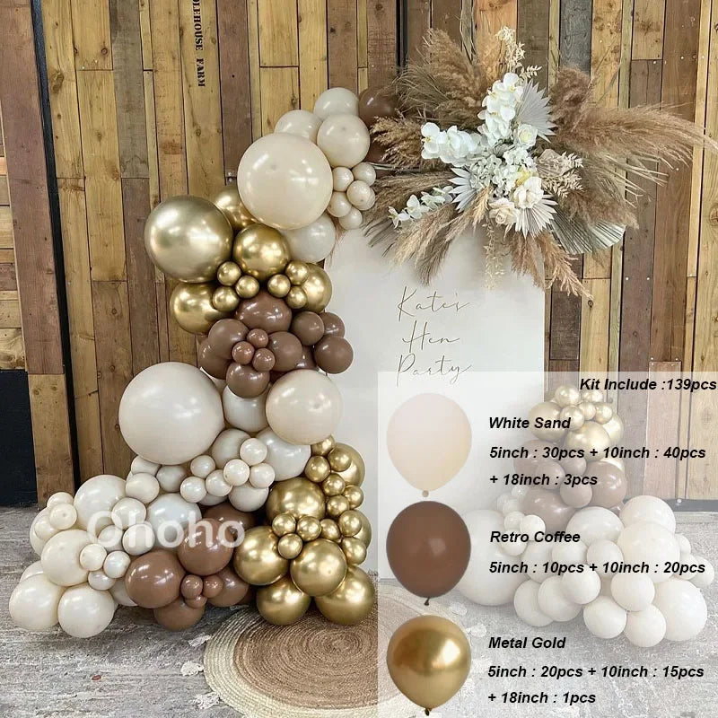 Kaffeebraun Beige Ballon Girlande Bogen Kit Oh Babyparty Dekoration Rustikale Hochzeit Kindergeburtstag Party Taufe Taufe