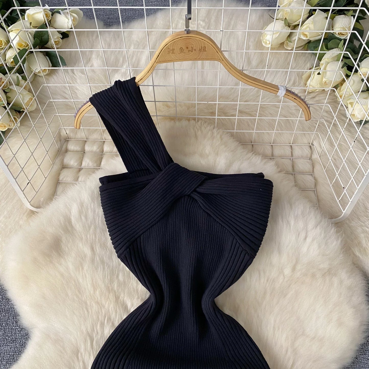 SINGREINY Einzelnen Schulter Tinte Stricken Kleid Backless Tank Gestreiften Schlank Bodycon Sommerkleid Frauen Sommer Beachwear Sexy Chic Vestidos