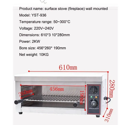 Household 220v Electric Heating Surface Stove Commercial Hanging Drying Oven With Timer Electric Oven New Multi-function Grille.