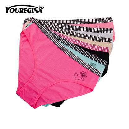 Women Panties Cotton Plus Size High Waist Print Panties Women's Floral Lingerie Briefs Ladies Under Wear 6 pcs/set.