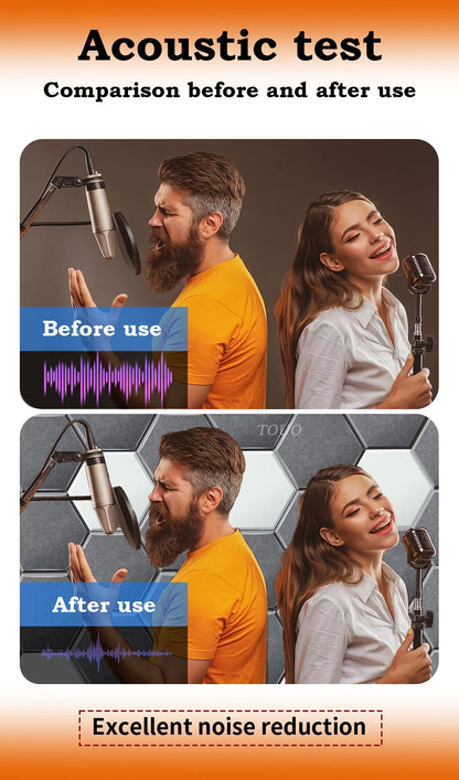 TOUO Sound Absorbing Panel 12 Pcs Studio Acoustic Panel High Density Insulation Acoustic Treatment Drum Room Wall Soundproofing