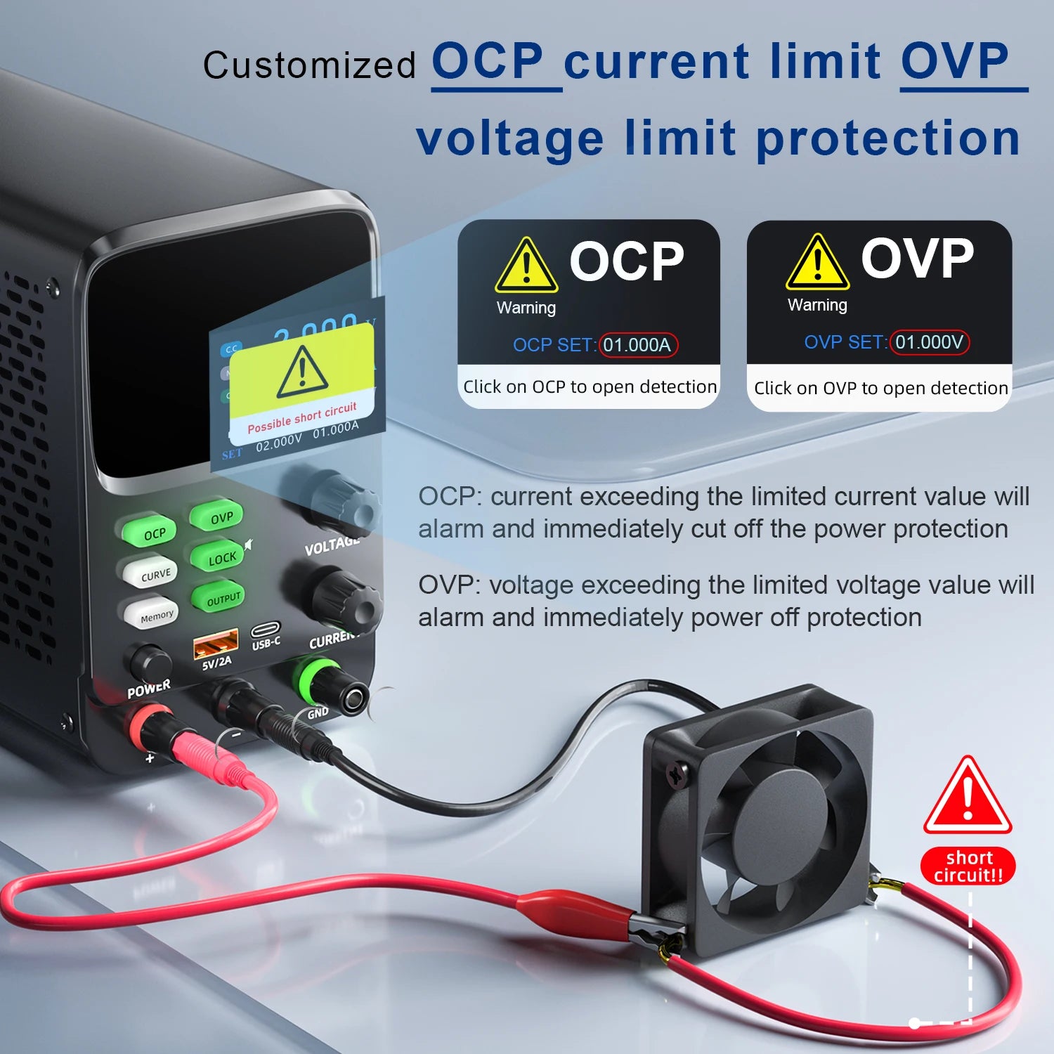 KUAIQU 5 Digits Programmable Adjustable Power Supply 30V 10A,Battery Simulation Tester,Real time Curve Display Voltage Current.