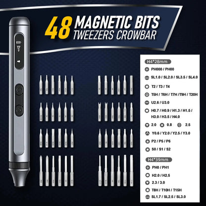 51 in 1 Elektro-Schraubendreher-Set Typ-C-Ladegerät Akku-Schrauben dreher Präzisions-Magnet-Bits für Telefon-PC DIY-Reparatur werkzeug