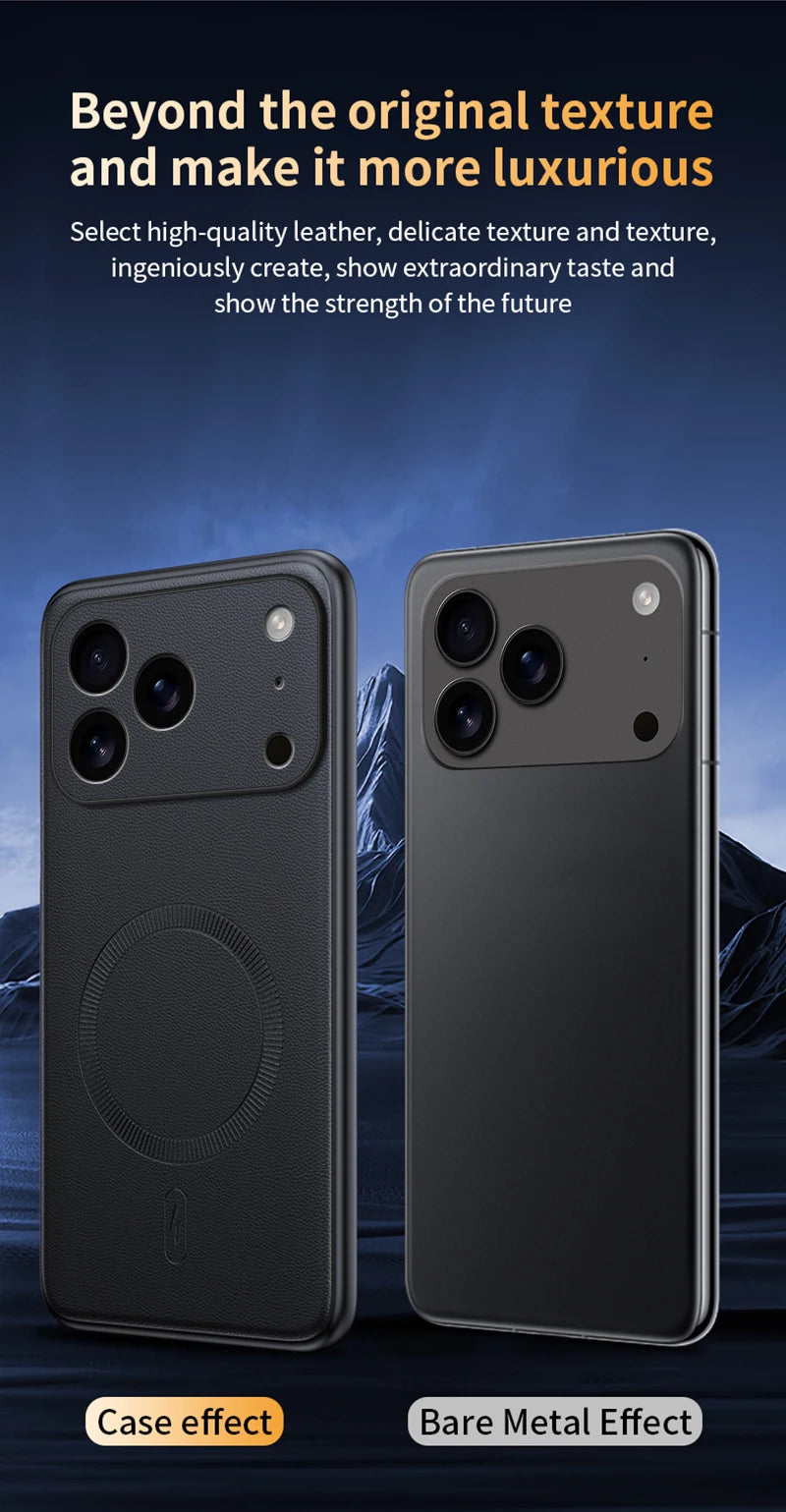 For Iphone 17 Pro Case Magnetic Leather Shield Cover For Iphone 17 Pro Anti-Fingerprint Non-Slip PC+TPU.