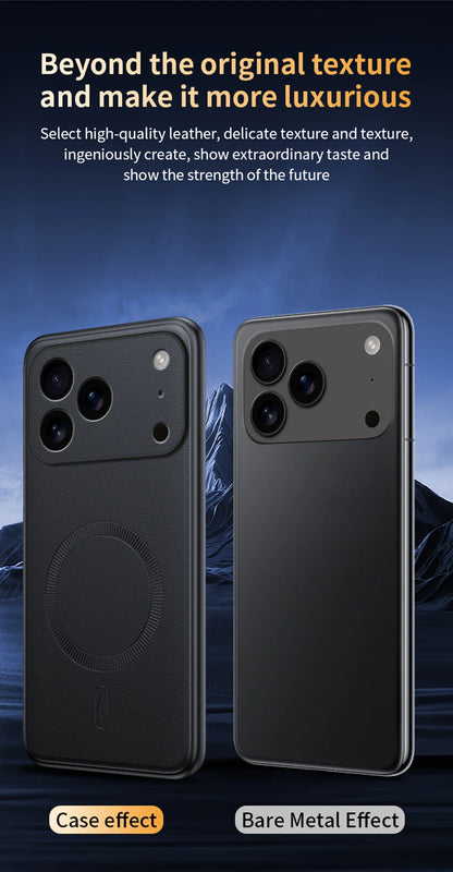 For Iphone 17 Pro Case Magnetic Leather Shield Cover For Iphone 17 Pro Anti-Fingerprint Non-Slip PC+TPU.