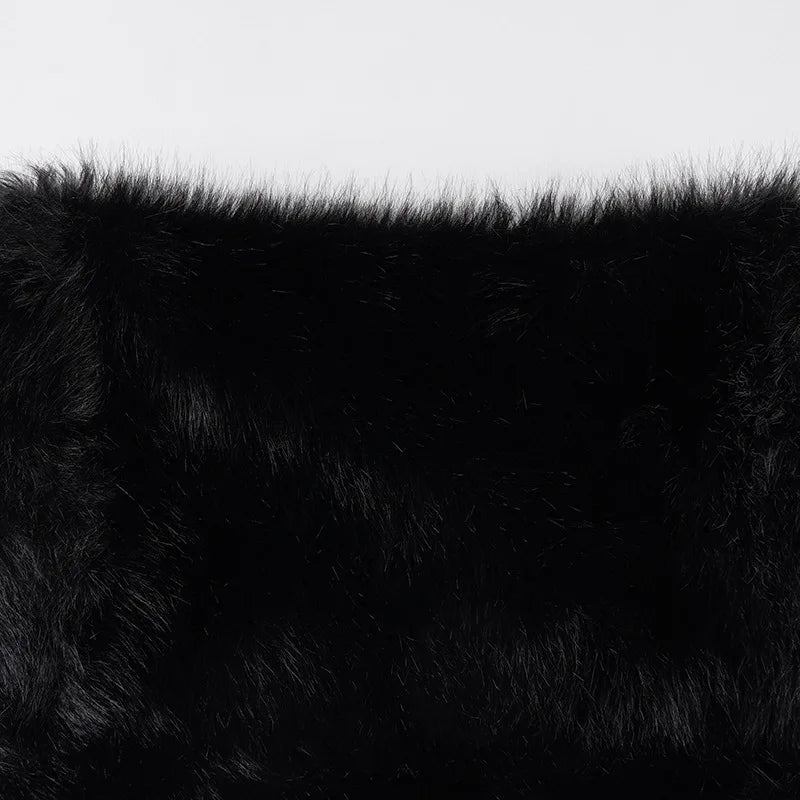 2025 Fall Winter Women Fashion Faux Fur Bodycon Mini Skirts All Matching Basic Casual Streetwear Bottoms Furry Skirt Clubwear.