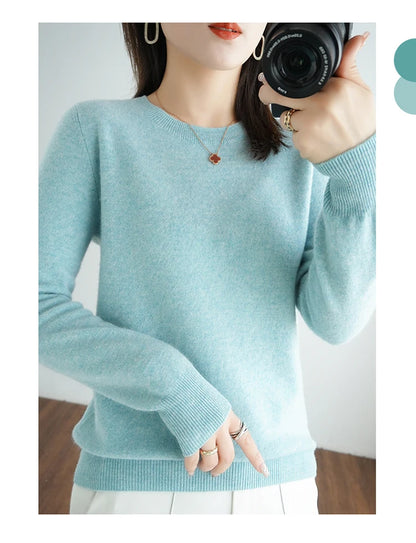Herbst und Winter Kaschmirpullover Damen Rundhalspullover lässig gestrickt Top Damen kurze Unterwolle Mode 18 Farben