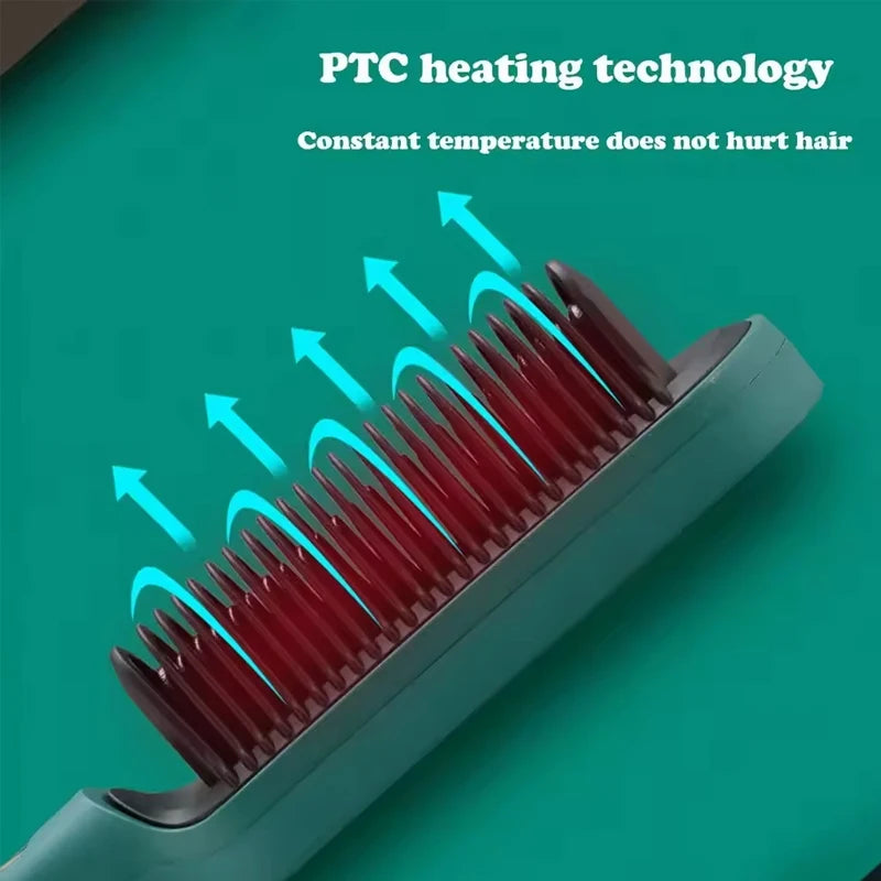 2-In-1 Electric Professional Negative Ion Straight Hair Brush Curling Comb With Lcd Display Curling Tool Straight Hair Brush.