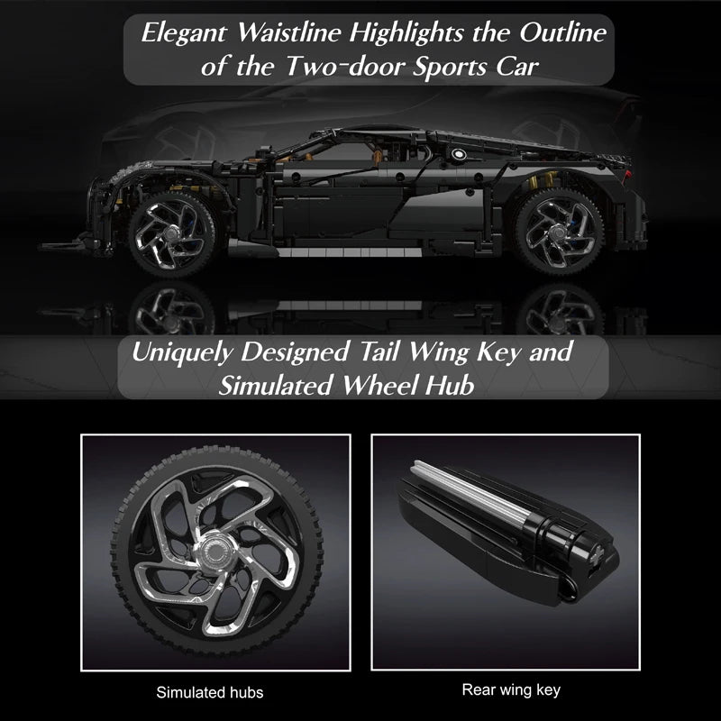 Mould King 13163 Technical Car Building Block The Remote Control La Voiture Noire Sport Car Model Toys Kids Christmas Gifts.