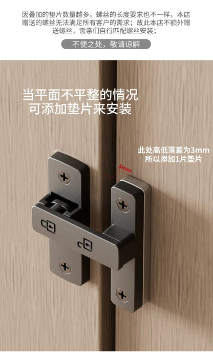 Riegel Riegel Indoor Non-Punch Türschloss Badezimmer Schiebetür Schnalle Schiebetür Snap Altmodische oberflächenmontierte Zimmertür