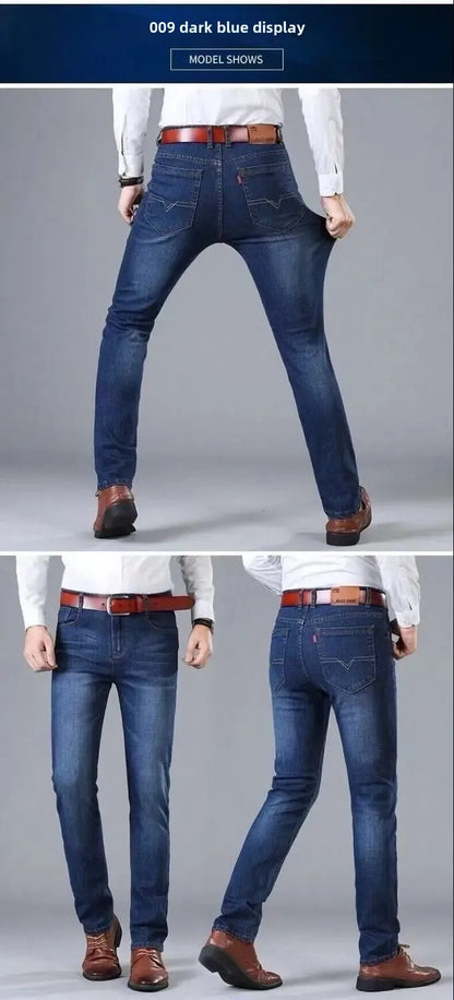 Elastische Jeans für Herren, Frühling und Herbst, lockere Passform, gerades Bein, vielseitige Hose, verschleißfest, lässige Konstruktion, Bienenhose, Sommer