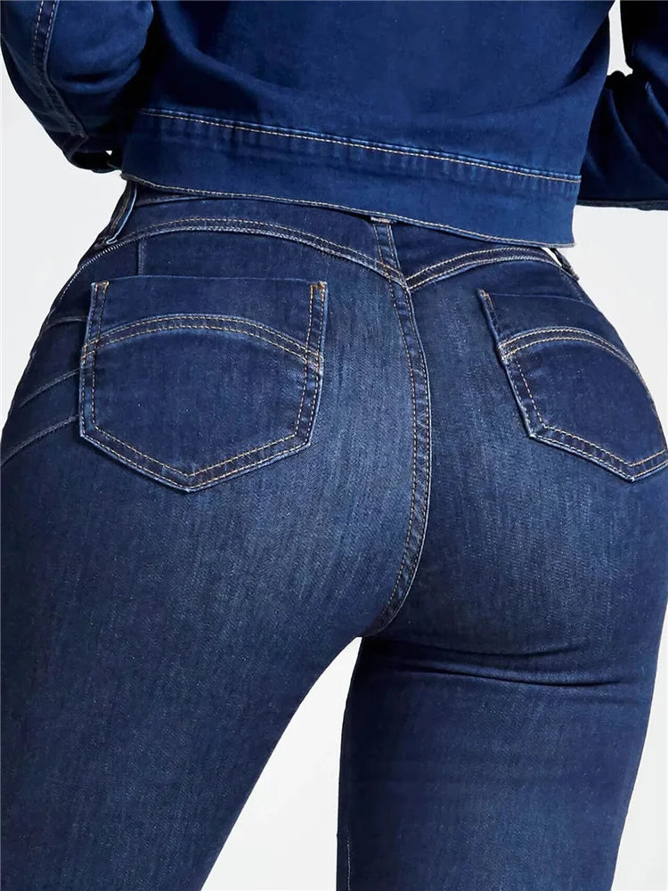 Women High Waist Stretch Skinny Hips Wrap Jeans Lady Slim Fit Classic Narrow Leg Denim Pencil Pants Y2k High Street Trousers.