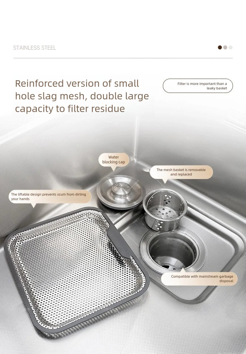 Kitchen Sink 316L Food Grade Stainless Steel Large Single Slot Wash Dish and Wash Vegetable Basin Homeuse Undercounter Bowl