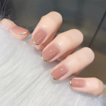 24Pcs/Set White Wave Minimalist Style Fake Nails Full Coverage Adhesive Artificial Wearing False Nails French Press on Nail Tips