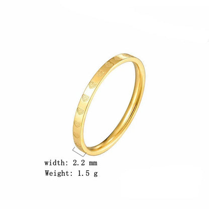 Meetvii Simple Love K-gold Color Titanium Steel Rings for Women Men Thin 2.2mm Width Couple Rings Unique Jewelry.