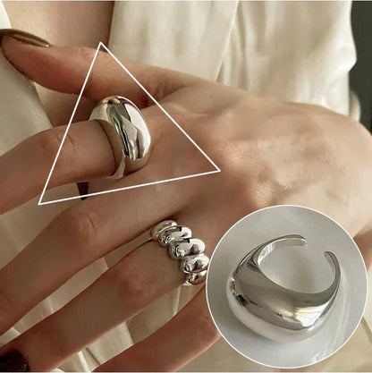 PANJBJ 925 Sterling Silver Geometry Crystal Ring For Women Ellipse Exaggerated Punk Water Drop Open Jewelry Gift Dropshipping.