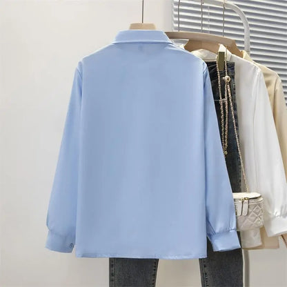 Spring Autumn Casual Chiffon Shirt Women Shirts Fashion Female Long Sleeve Loose Solid Blouse Tops Office Lady Shirts.