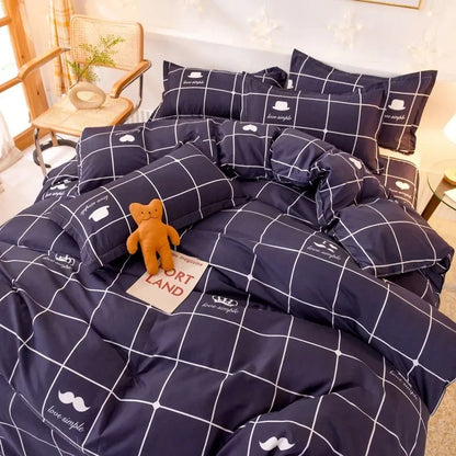 Lattice Bedding Sets Children Bed Linens Sheet Printed Duvet Cover Single Double Queen Size Quilt Covers Sets Bedclothes.