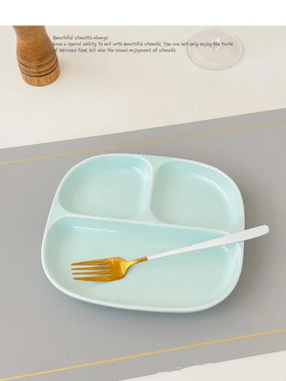 3Grid Plates for Food Dinner Plates Dinnerware Dining Compartment Plate Serving Dishes Salad Kitchen Eco-friendly Tableware.