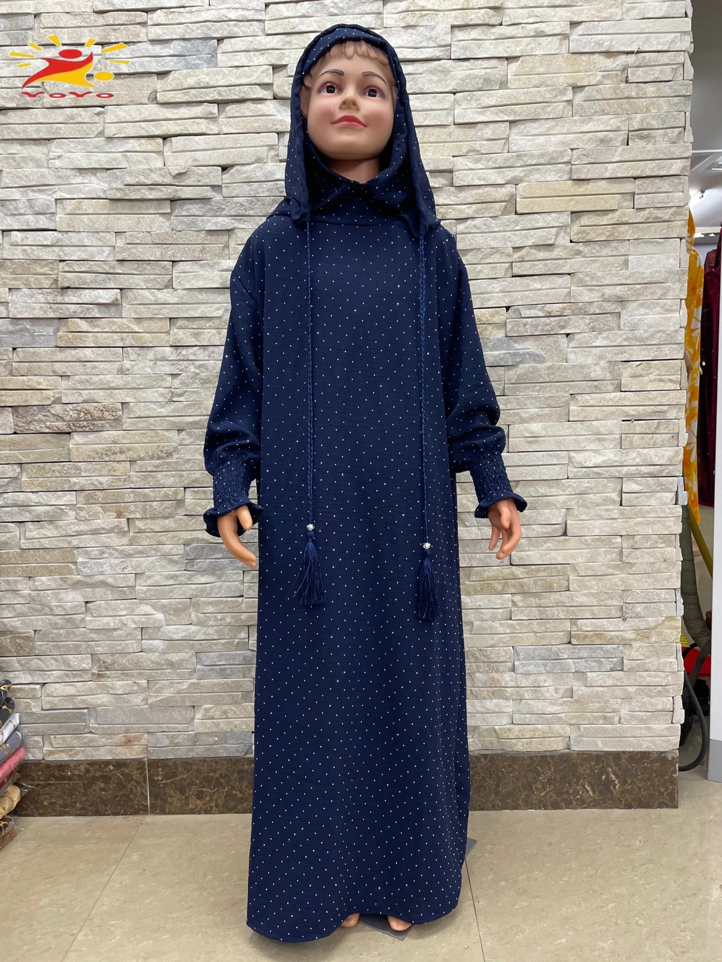 Eid Kids Cotton Prayer Garment Dress Muslim Girls Long Khimar Hijab Turkey Abaya Dresses Islamic Dress Full Cover Robe Ramadan.