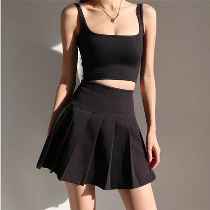 American School Y2k Style Summer Short Pleated Skirt For Women 2024 High Waist Sexy Hotsweet Mini Skirts Female.