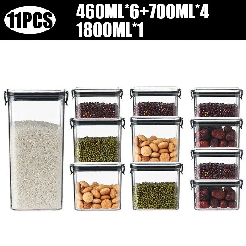 Dry Food Storage Box Food Containers Transparent Stackable Kitchen Spaghetti Noodles Sealed Tank Cans Organizers Bottles