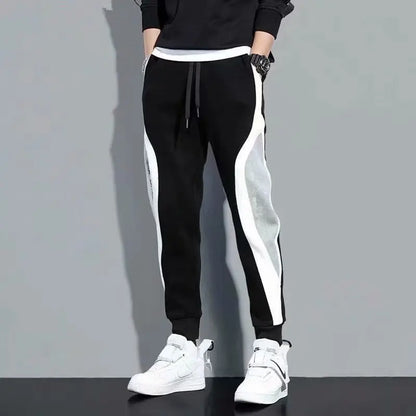 Men's Sports Pants Spring Autumn Male Loose Fitting Leggings Patchwork Running Training Casual Pants Fashion Outfit Trousers.