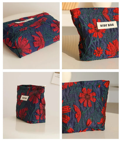 Mini Female Cosmetic Bag Portable Red Soft Small Sanitary Napkin Storage Bag Commuter Coin Key Bag Portable Bank Card Bag.