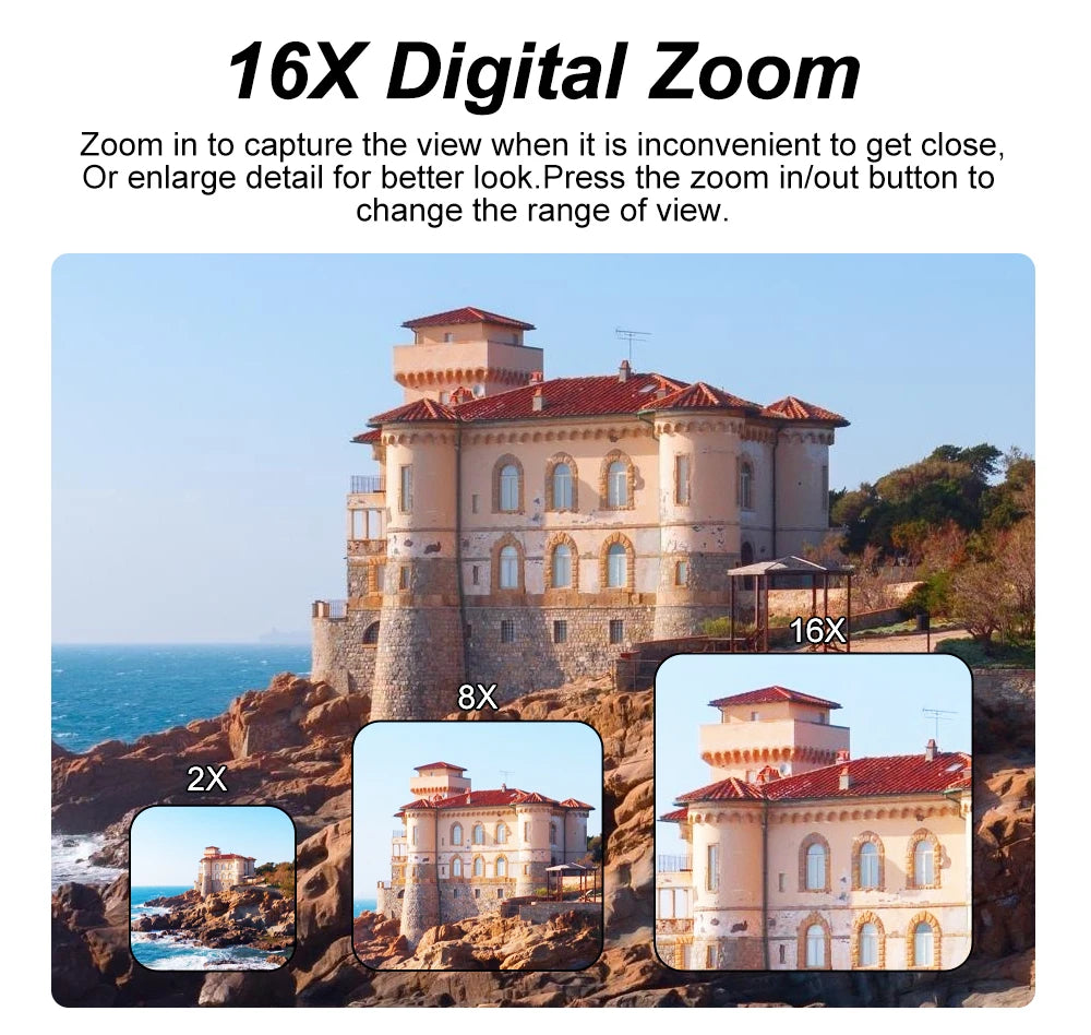 Ourlife AC800 Compact Digital Photography Camera 4K WiFi Webcam Retro Vlog Recorder YouTube 3" Screen 16x Digital Zoom Camera.