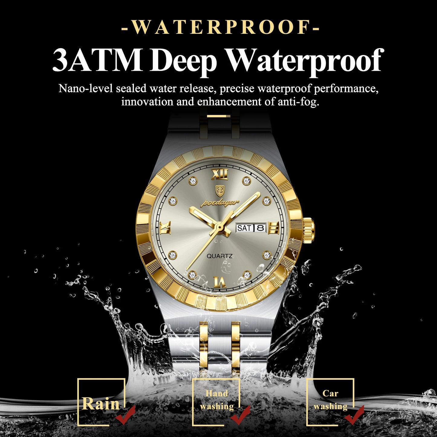 POEDAGAR Luxury Original Ladies Watch Luminous Waterproof Week Date Woman Wristwatch Stainless Steel Women Quartz Watches Female.