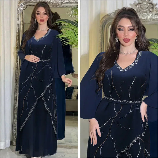 Diamanten Abayas für Frauen Muslimischen Abend Party Kleid Islam Kleidung Arabische Robe Saudi Kleid Marocain Kaftan Dubai Jalabiya Djellaba.