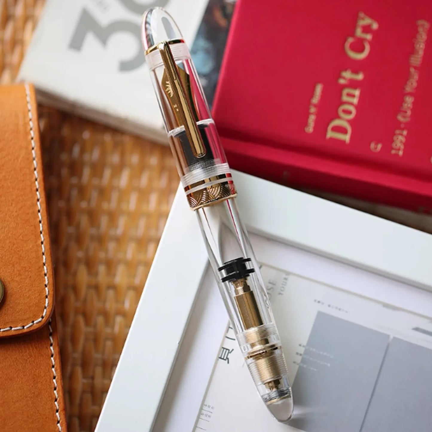 MAJOHN Nr. 8 40-Feder-Acryl-Füllfederhalter P140, groß, transparent, für Erwachsene, Studenten, Farbtinte, großes Fassungsvermögen, Stift zum Schreiben von Schreibwaren.